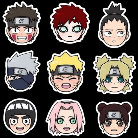 Chibi Ninja Squad Sticker Pack – 9 Cute Anime Characters 🌟