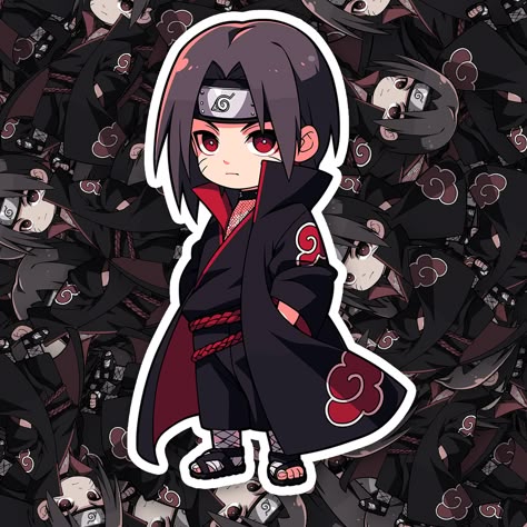 Chibi Dark Ninja Sticker – Red Cloud Cloak Edition - Anime