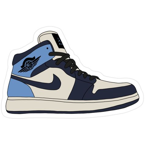 Blue & White High-Top Sneaker Sticker – Streetwear Inspired