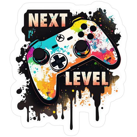 Next Level Gaming Sticker – Colorful Splash Controller Design