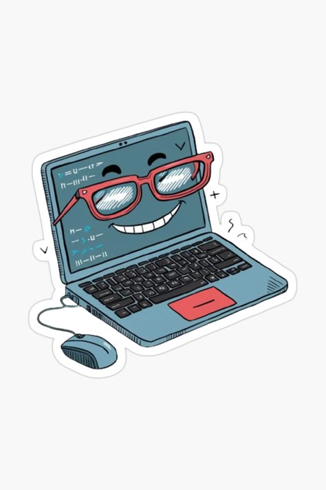 Cool Laptop with Glasses Sticker