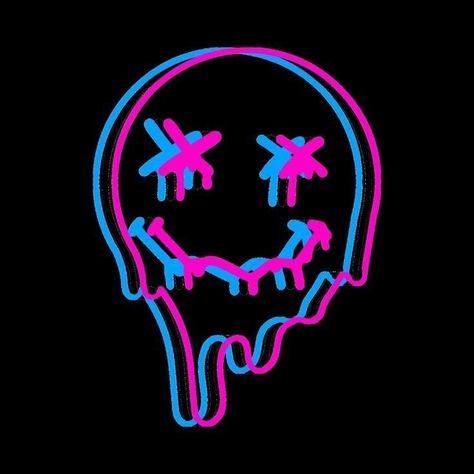 Neon Drip Skull Sticker