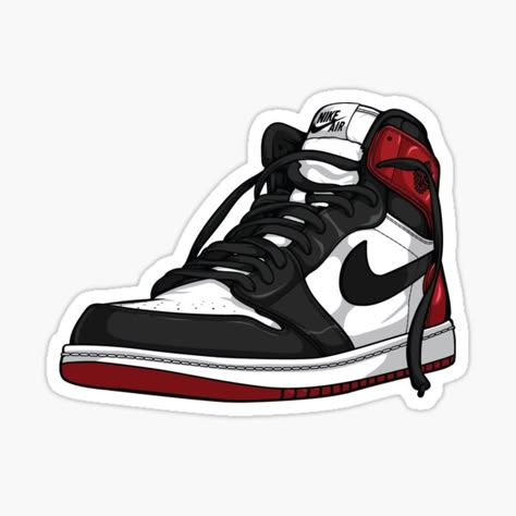 Classic Black & Red Sneaker Sticker – Streetwear Essential