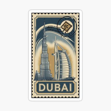 Dubai Landmark Stamp Sticker – Burj Khalifa & Burj Al Arab