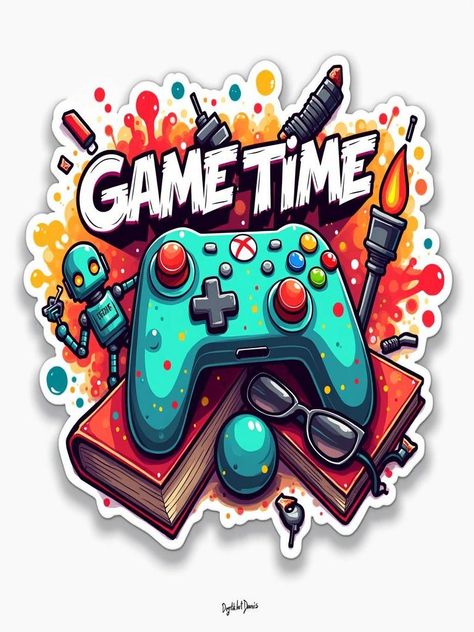 Game Time Sticker – Colorful Gaming Controller Design