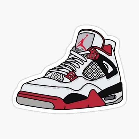 Red & White Retro Sneaker Sticker – Classic Kick Design