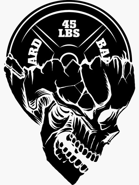 Skull Barbell Plate Gym Sticker 💀🏋️