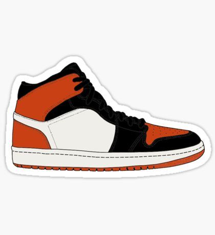 Orange & Black Retro Sneaker Sticker – Bold Streetwear Style