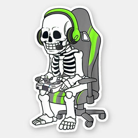 Skeleton Gamer Sticker – Forever Grinding
