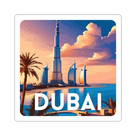 Dubai Sunset Skyline Sticker – Burj Khalifa & Palm Views