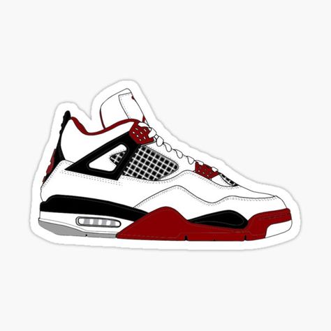 Retro White & Red Sneaker Sticker – Streetwear Vibes