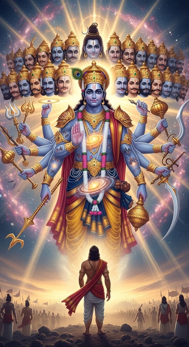 Lord Vishnu in his Vishvarupa A4 Size Wallpaper