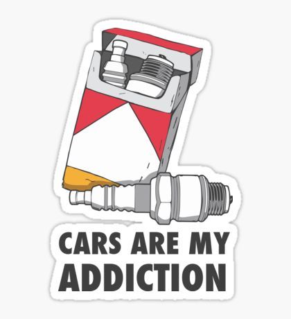 Cars Are My Addiction Sticker – Funny Spark Plug Design