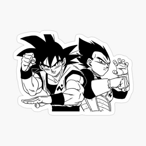 Dynamic Duo Warrior Sticker – Black & White Edition - Anime