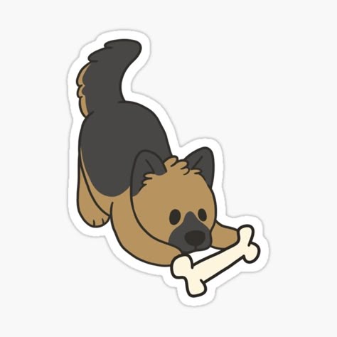 German Shepherd with Bone Sticker