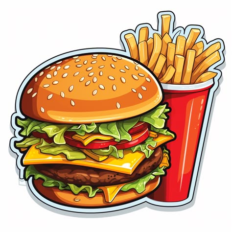 Burger & Fries Sticker 🍔🍟✨