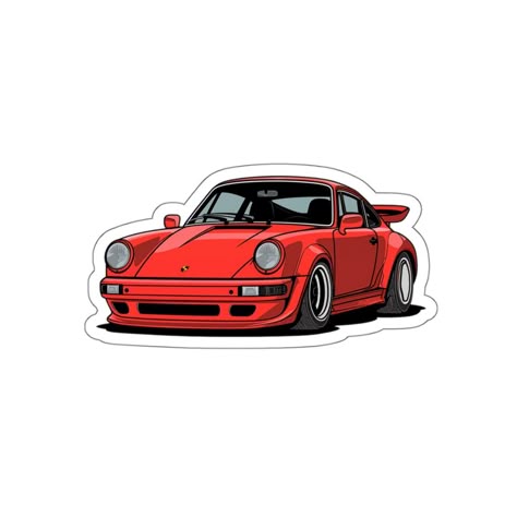 Classic Red Porsche 911 Sticker – Retro Car Art
