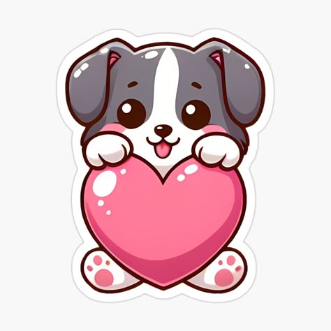 Cute Puppy with Heart Sticker