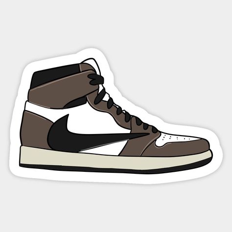 Brown & White High-Top Sneaker Sticker – Streetwear Vibes