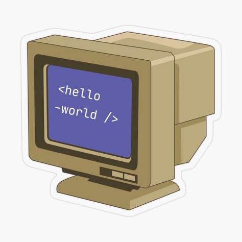 Retro Hello World Computer Sticker