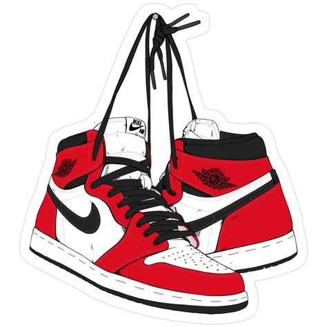 Classic Red & White Sneaker Sticker – Streetwear Style