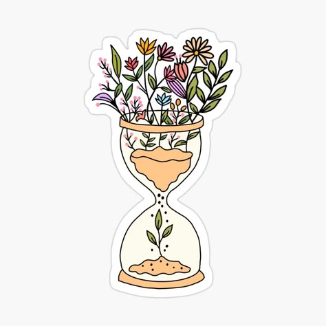 Floral Hourglass Gardening Sticker ⏳🌸