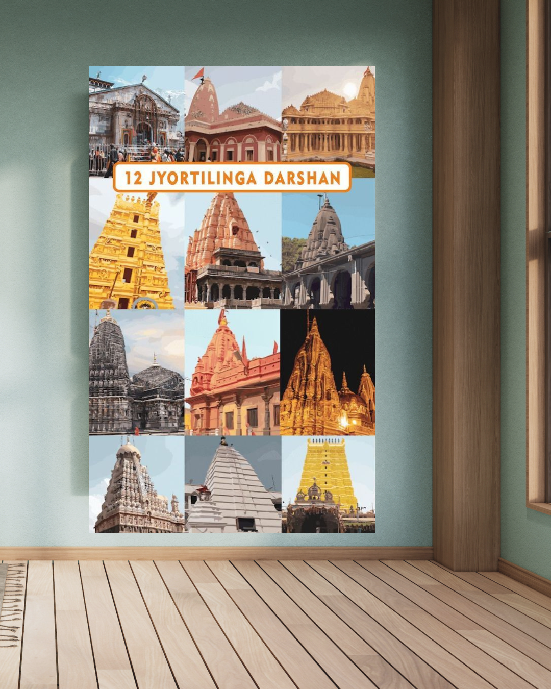 12 Jyotirlinga shrines A4 Size Wallpaper