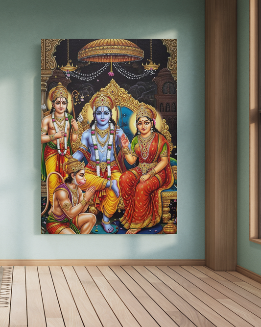 Lord Rama, Goddess Sita, Lord Lakshmana, and Lord Hanuman A4 Size Wallpaper