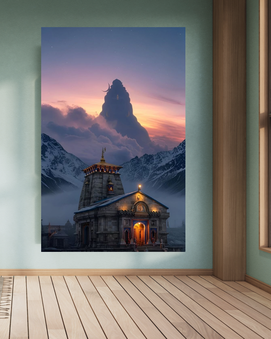 Kedarnath Temple with Lord Shiva A4 Size Wallpaper