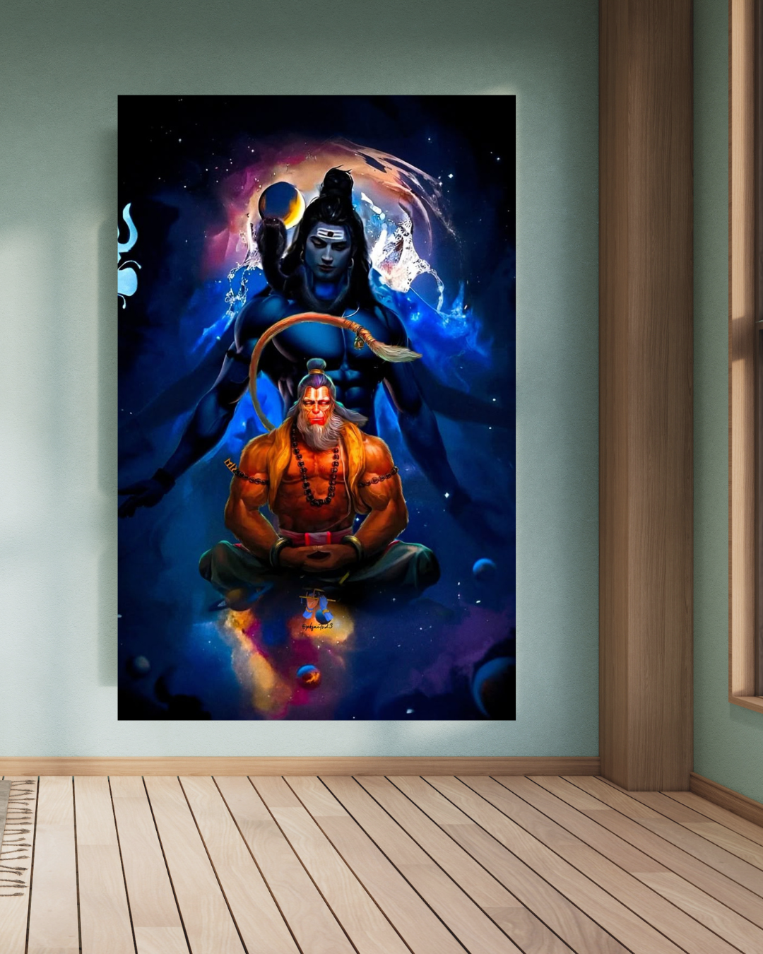 Lord Shiva and Lord Hanuman A4 Size Wallpaper