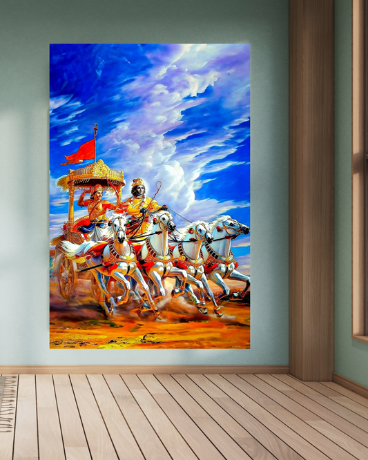 Lord Krishna Arjuna Rath A4 Size Wallpaper