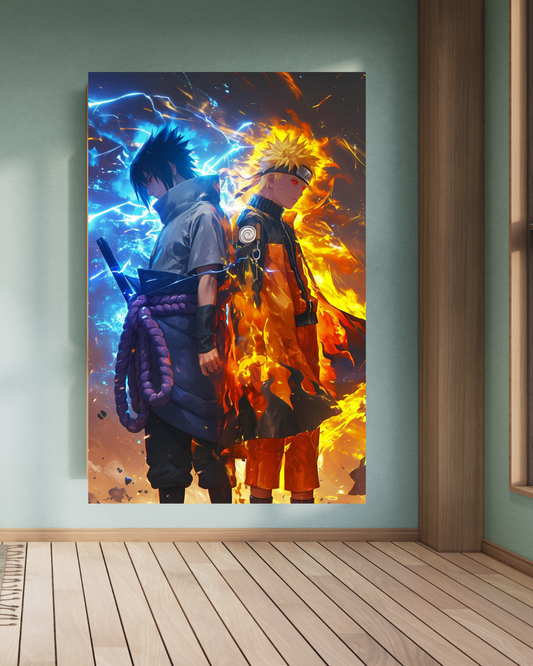 Sasuke Uchiha and Naruto Uzumaki  A4 Size Wallpaper