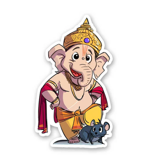 Cute Lord Ganesha Cartoon Sticker – Bring Joy and Blessings Everywhere! 🐘🙏