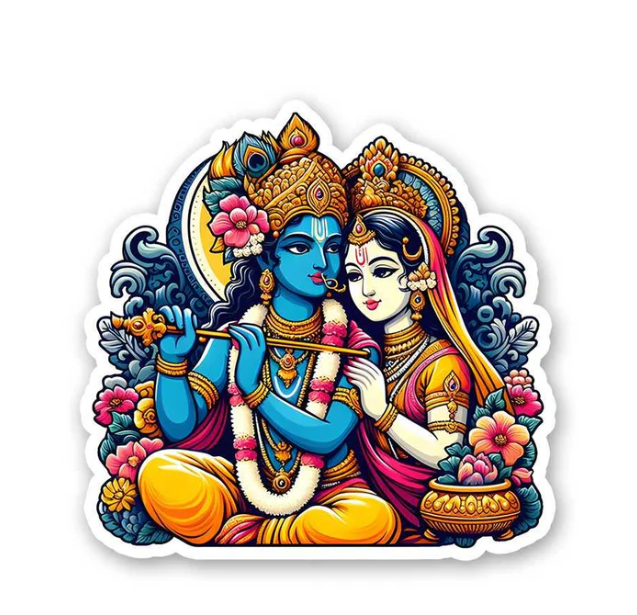 Radha Krishna Sticker – Symbol of Divine Love and Devotion