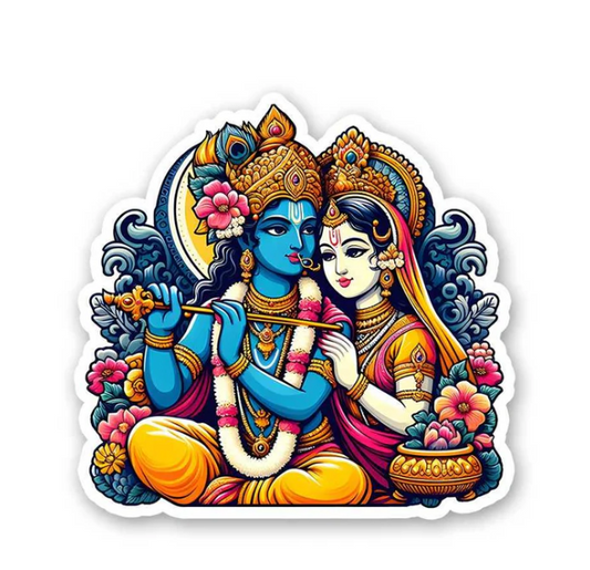 Radha Krishna Sticker – Symbol of Divine Love and Devotion