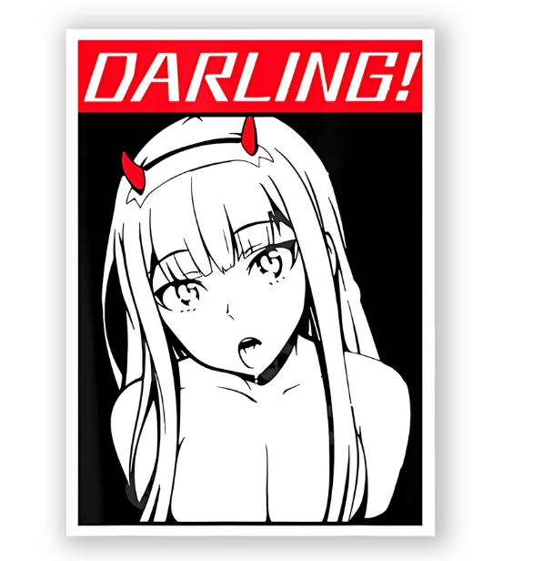 Darling Anime Girl Sticker – Bold & Playful Expression!