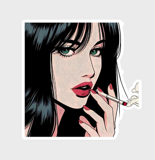 Edgy Smoking Girl Sticker – Bold, Chic & Unapologetic