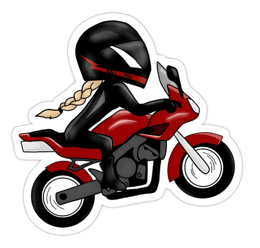 Fearless Girl on Motorcycle Sticker – Ride with Attitude