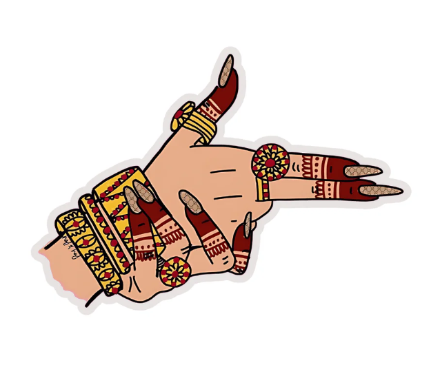 Henna Hand Gesture Sticker – Elegant Tradition Meets Modern Vibe