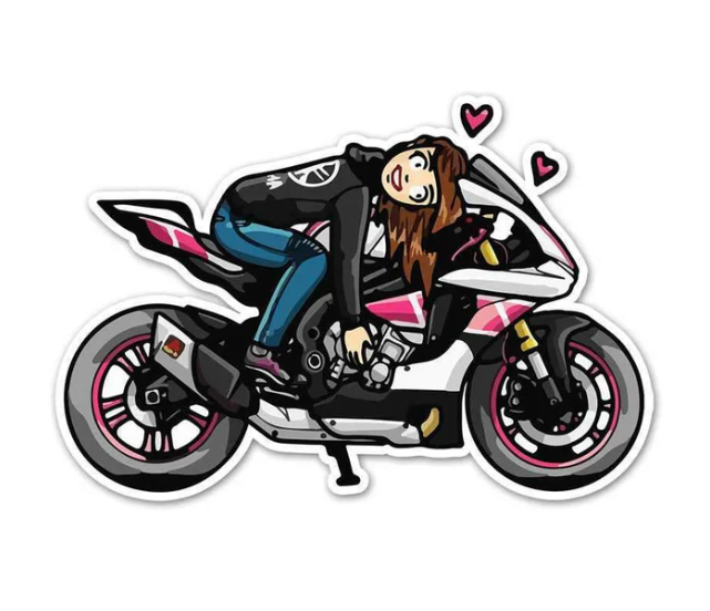 Girl on Motorcycle Sticker – Ride with Passion and Style!