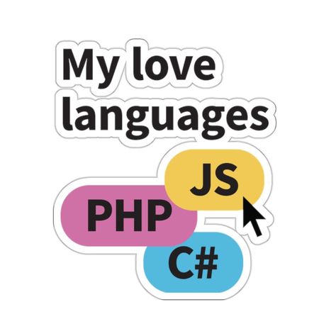 My Love Languages Sticker – PHP, JS, C# 💻❤️