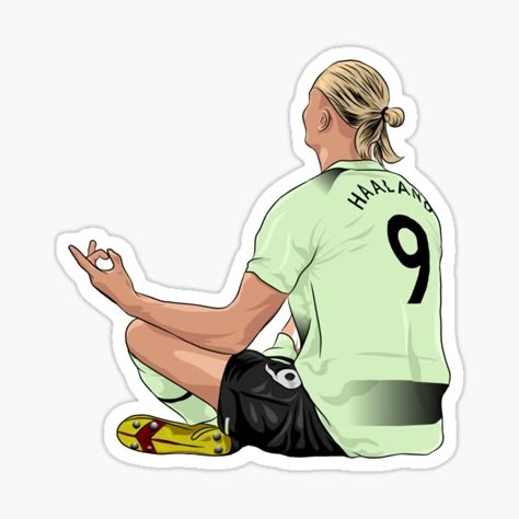 Erling Haaland Meditation Pose Sticker – Football Fan Edition ⚽💫