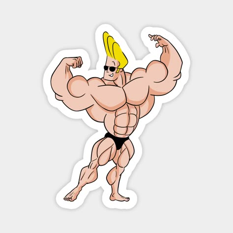Johnny Bravo Gym Sticker 💪😎