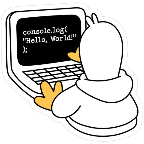 Hello World Console Log Sticker 🖥️🐧