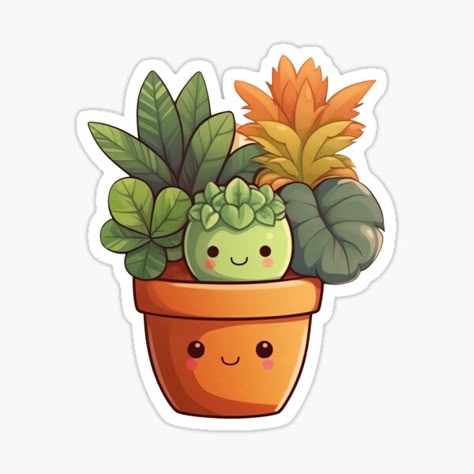 Happy Plant Pot Sticker 🌿