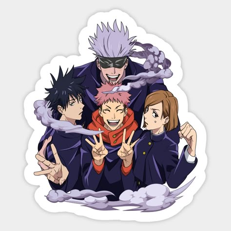 Jujutsu Kaisen Group Sticker – Gojo, Yuji, Megumi & Nobara