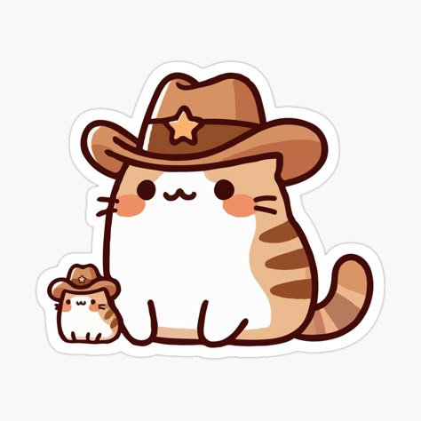 Cowboy Cat Sticker – Cute Western Kitty Vinyl Decal