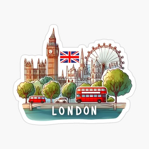 London City Sticker – Big Ben, London Eye & Red Bus!