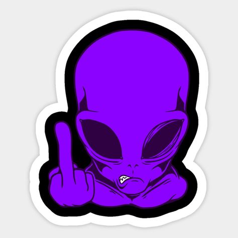 Purple Alien Attitude Cartoon Sticker