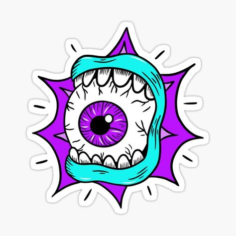 Psychedelic Eye Bite Cartoon Sticker